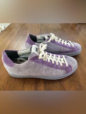 P448 John Lavender and Purple Suede Perforated Logo Sneakers
